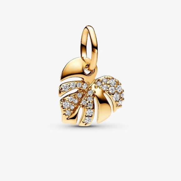 Pandora Infinity Chain Necklace & Pandora Sparkling Monstera Leaf Dangle Charm - Picture 15 of 16